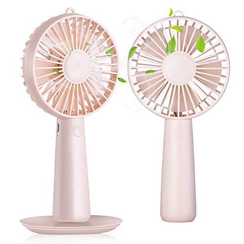 RioRand Handheld Mini Fan with Magnetic Makeup Mirror Desk Fan Portable 1200mAH USB Rechargeable 3 Speed Fan for Indoor and Outdoor activities(Pink) - B07BRSRY39